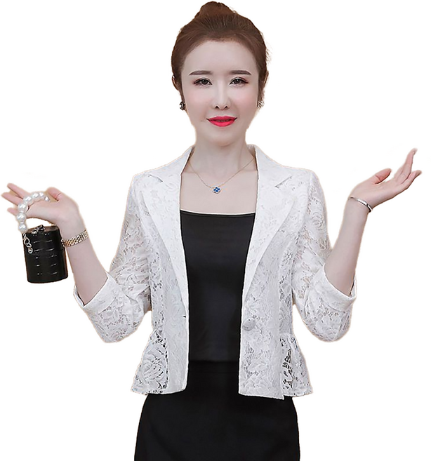 셀럽당 여름 레이스 펀칭 여자 숄 가디건 스몰 정장 얇은 코트