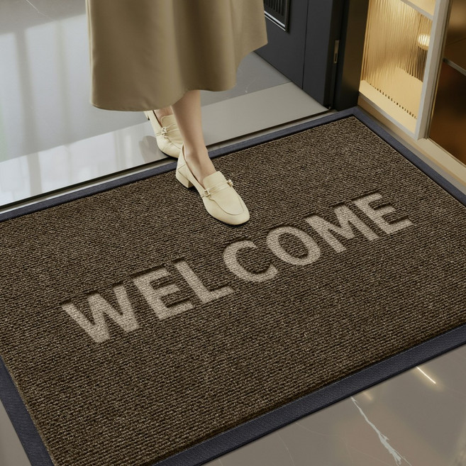 DEXI 1개 바닥 출입구 현관매트 웰컴 현관 미끄럼방지매트 그레이 현관 발매트 먼지 제거 논슬립, Brown
