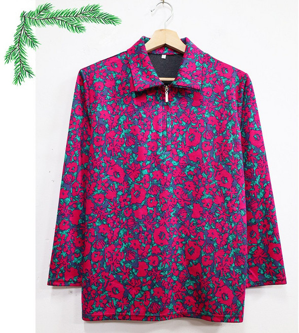 형제상회 할머니옷 할머니티 겨울 긴팔 반집업 약기모 카라티 국산 0010W20