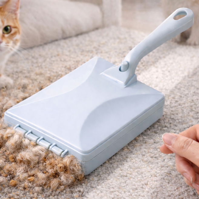 카펫 털 제거 브러시 소파 러그 반려동물 털 청소 브러시 먼지 제거, 하늘색, 1개