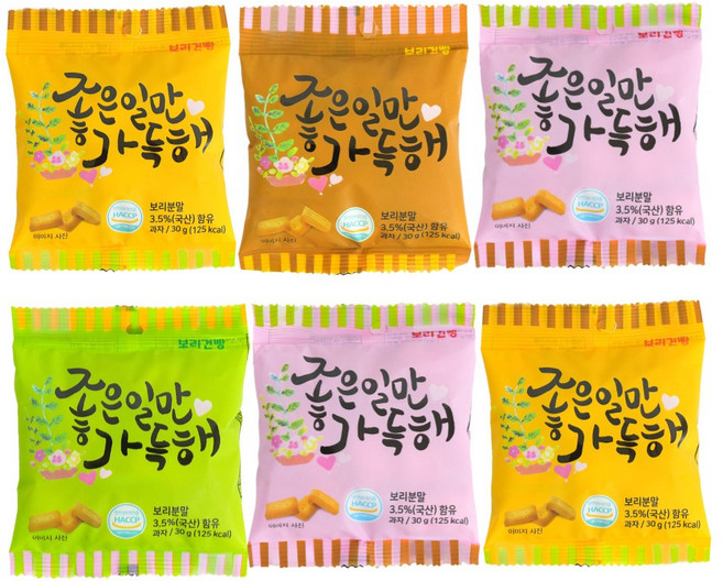 국산 보리 건빵 미니 소포장 저칼로리 다이어트 곡물 간식, 6개, 30g