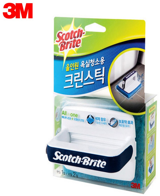 3M 크린스틱 올인원 욕실청소용 크린스틱 핸들1입 리필2입(8640), 1개