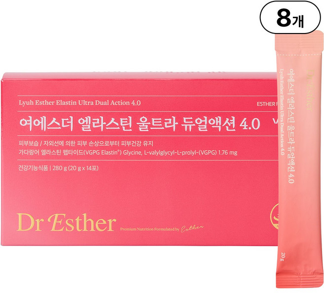 본사직영 여에스더 엘라스틴 울트라 듀얼액션 4.0 l 피부 보습 x 건강 기능성 l, 8개, 14회분