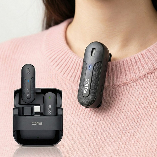 블루투스 무선 핀마이크 ASMR 유튜브 방송용 스마트폰 미니형 송수신기 COMS VA345, 상세페이지 참조, 본품