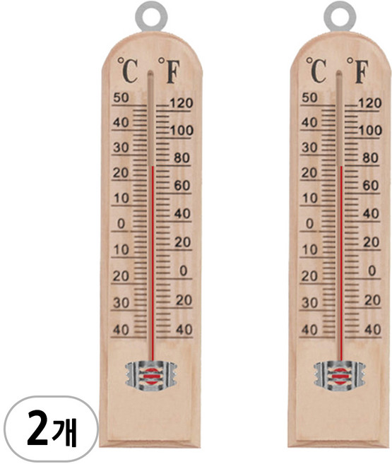 대형 원목 온도계 B타입, 브라운, 2개