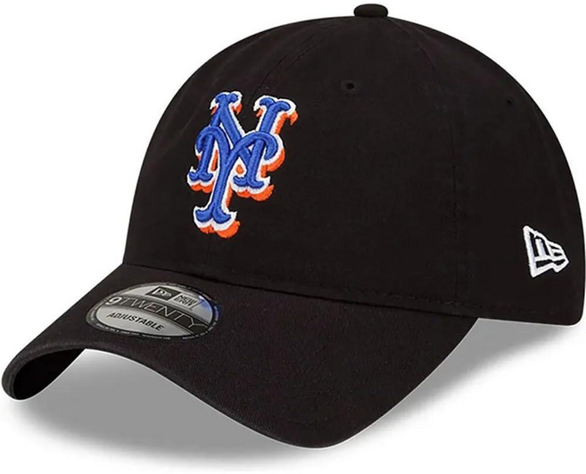 New Era MLB 카키 코어 클래식 9TWENTY 조절 가능한 모자 캡 프리 사이즈 로스앤젤레스 다저스 블루 단일 [호환], 뉴욕 메츠 블랙