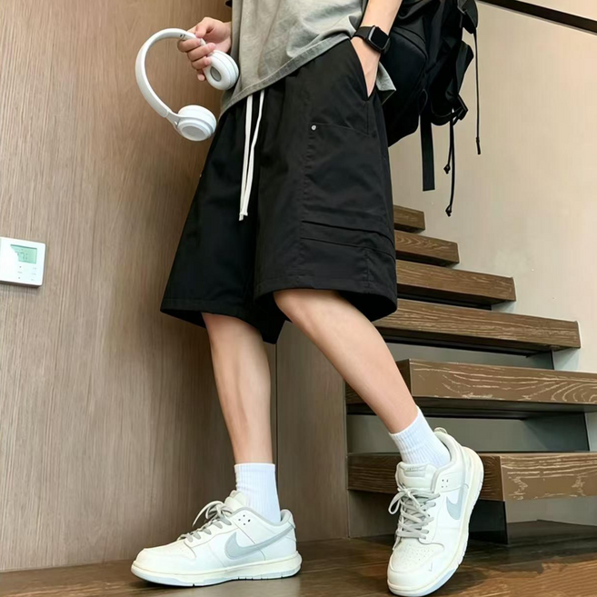 ANYOU 남성 여름 반바지 루즈핏 드로스트링 포켓 데일리 캐주얼 하의
