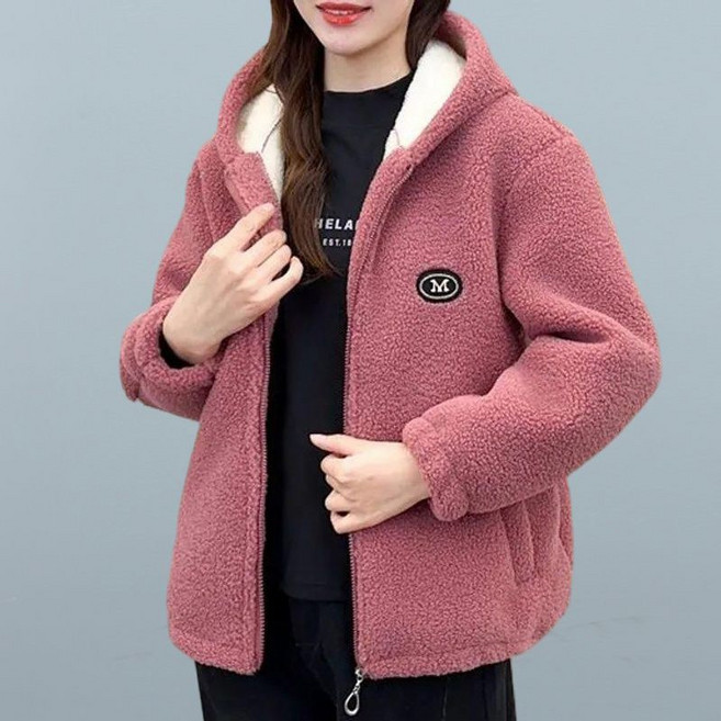 겨울 여자 루즈핏 기모 두툼 플리스 후드집업 중년여성 뽀글이 후리스 후드 자켓 점퍼 코트