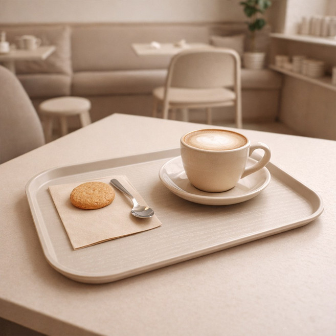 케이 ABS 우드목 디저트 카페 업소용 칼라 쟁반 트레이, 1개, 샌드 베이지