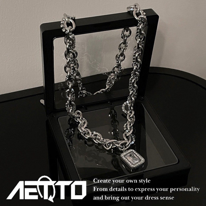 AETTO 冰糖鑽吊墜纏繞項鍊 鋼爪鑲鑽 精緻做工 高級質感 嘻哈 街頭 男生項鍊 女生項鍊