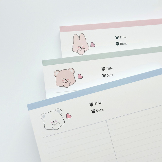 노트패드 쁘이키키들 B5 하프라인 줄 120g - 떡메 떡메모지 공시생 단어장 블루밍키키, 1. 블키 / 애쉬블루