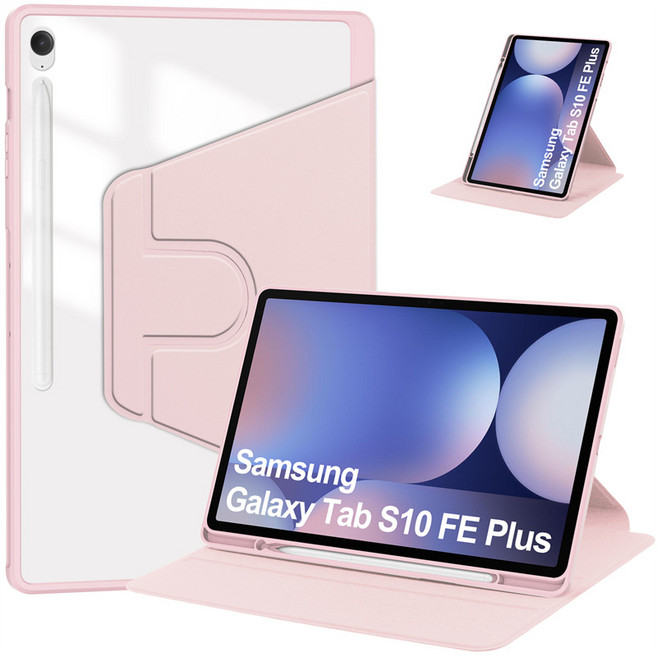 라잇굿즈 갤럭시탭 S10 FE 플러스 케이스 회전형 커버 13.1인치 SM-X620 SM-X626, 핑크, 1개