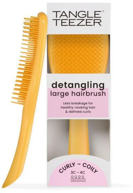 Tangle Teezer 탱글 티저 라지 얼티밋 디탱글러 헤어 브러시 3~4C 컬 & 곱슬머리용 2단계 강모로 컬을 정돈하고 곱슬거림을 줄여줍니다 노란색, Daffodil yellow, Yellow Daffodil, 1개
