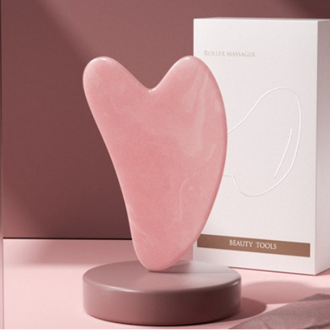다제이샵 얼굴 마사지 괄사 로츠쿼츠 마사지, 하트형(핑크), 3개
