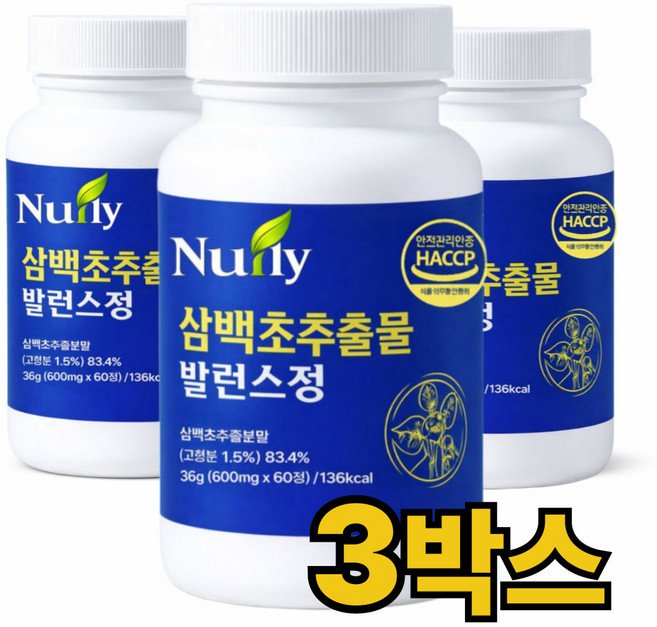 삼백초추출물 식약청인증 LHF618 미퀠리아닌 국산 100%, 3개, 60정