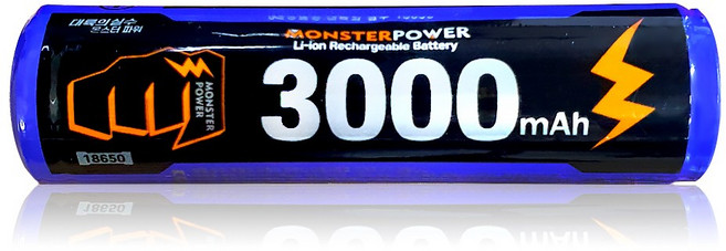 몬스터파워 충전지 18650 3000mAh 리튬이온 보호회로 배터리, 1개
