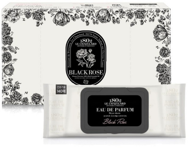 르샤트라1802 오드퍼퓸 건조기용 드라이시트 블랙로즈, 140매, 1개