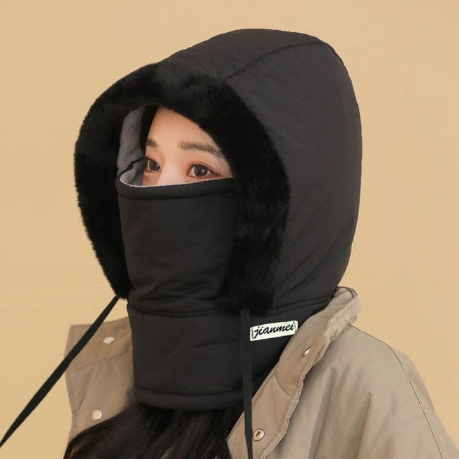 Jianmei 冬季保暖帽子 防寒面罩圍脖一體帽