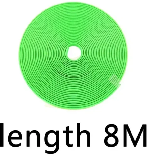 8M/롤 림 블레이드 자동차 휠 보호대 테이프 장식 스트립 타이어 가드 라인 고무 몰딩 스티커, [02] 8M green