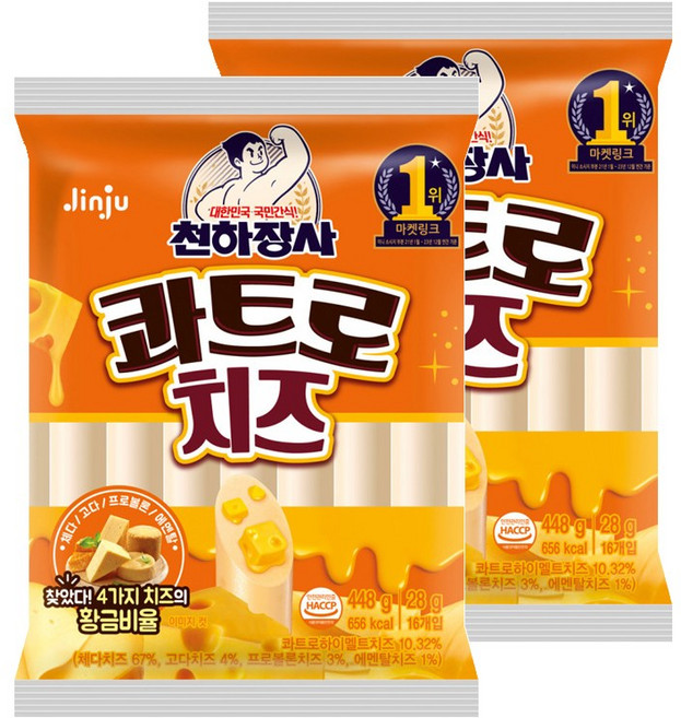 천하장사 콰트로치즈 소시지, 448g, 2개