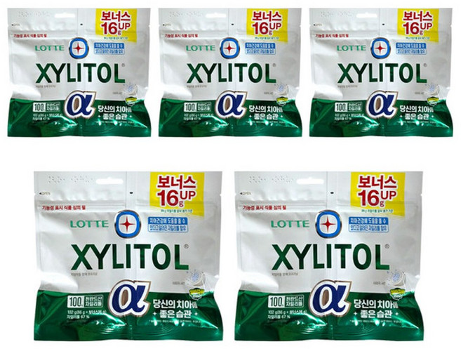 롯데 자일리톨 껌 알파 오리지날 리필 102g x 5개