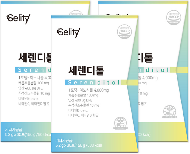 셀리티 세렌디톨 40:1 미오이노시톨 캐롭추출분말 콜린 엽산 비타민 배합, 3개, 156g
