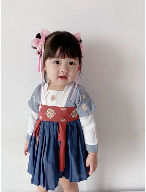 女童漢服改良旗袍連衣裙 兒童旗袍 唐裝 女寶寶連衣裙 兒童禮服 寶寶周歲禮服 漢服