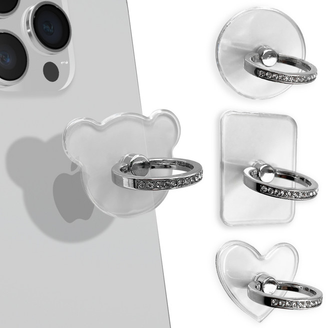 스마트폰 크리스탈 링 그립 톡홀더 컬렉션 플레이트 핑거 스마트톡 아이폰 갤럭시 전기종 호환, 1개, 크리스탈 링 그립 톡홀더-혼합