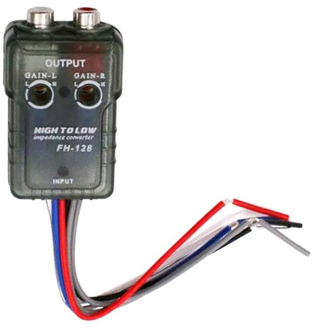 하이 레벨 스피커 신호 로우 레벨 RCA 어댑터 자동차 오디오 높은 낮은 서브 우퍼 오디오 변환기, 보여진 바와 같이, 하나