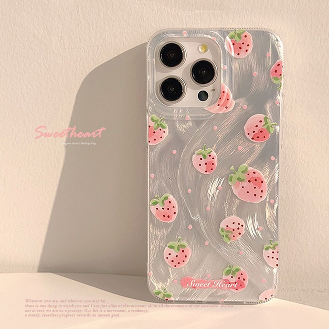 미모랜드 상큼한 핑크 딸기 아이폰 케이스