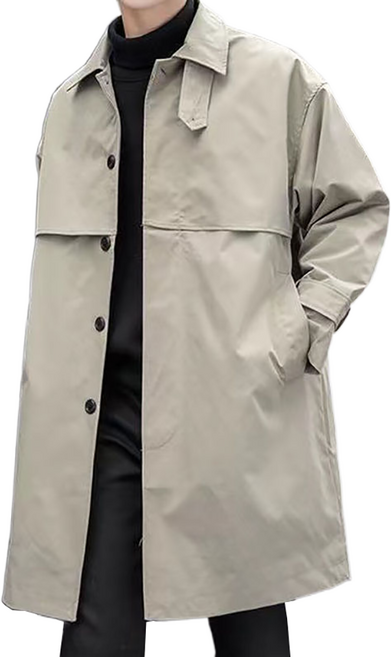 셀럽당 춘추 트렌치코트 남 하프코트 루즈핏 캐주얼코트H02498