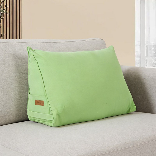 WHH 편안하고 부드러운 캔버스 삼각 등받이 쿠션 손잡이 포함, 그린