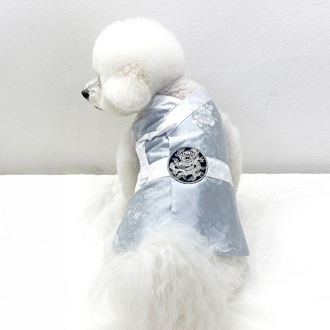 호나미네 강아지한복 고양이한복 비꽃 왕자 한복, 실버, 1개