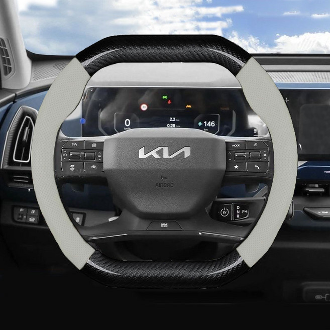 카엣지 더블 D컷 타공 나파가죽 카본 핸들커버, 베이지(DBD-06)