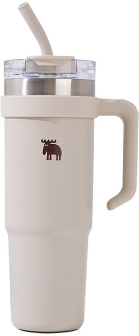 MOZ 스웨덴 포스코 316 스텐 1L 대용량 보온보냉 손잡이 텀블러 보온병, 1개, 1000ml, 오트밀베이지