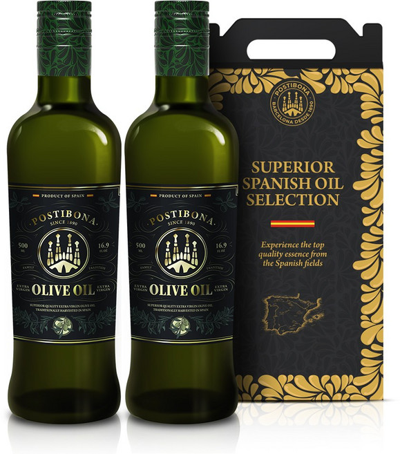 [선물포장]포스티보나 엑스트라버진 올리브유 500ml 오일선물세트, 2개