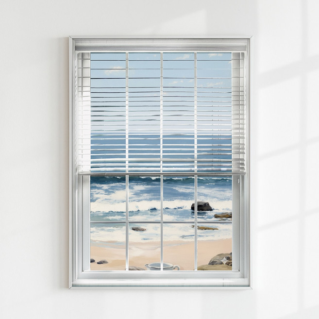 [인메이블] 페이크 윈도우 블라인드 3종 인테리어 화이트 메탈 액자 거실 한적한 오후 이사 개업 카페 선물 인테리어 집들이, 01.BLW-한적한 오후