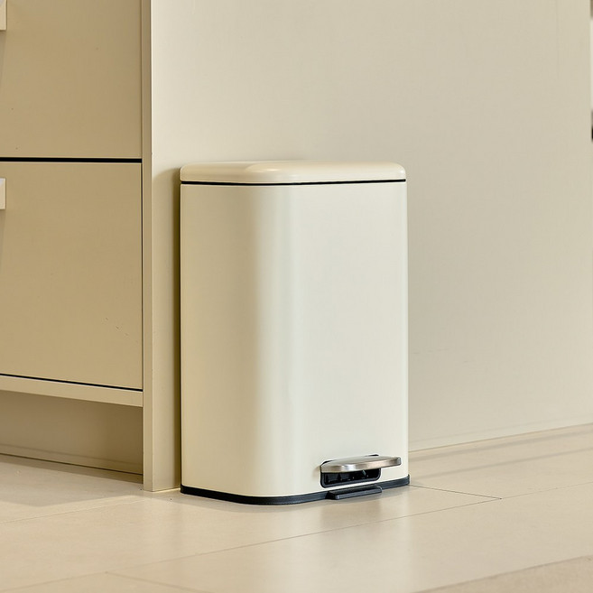 몬도홈 무소음 인테리어 페달 휴지통, 화이트