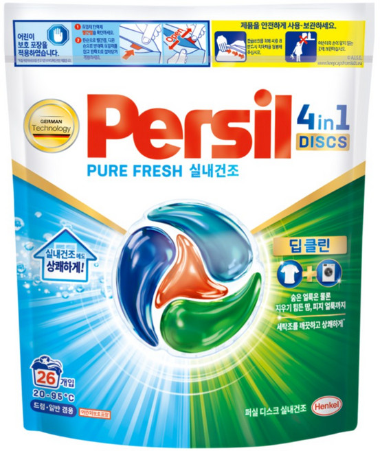 퍼실 디스크 실내건조 세탁 캡슐세제 파우치, 26개입, 1개