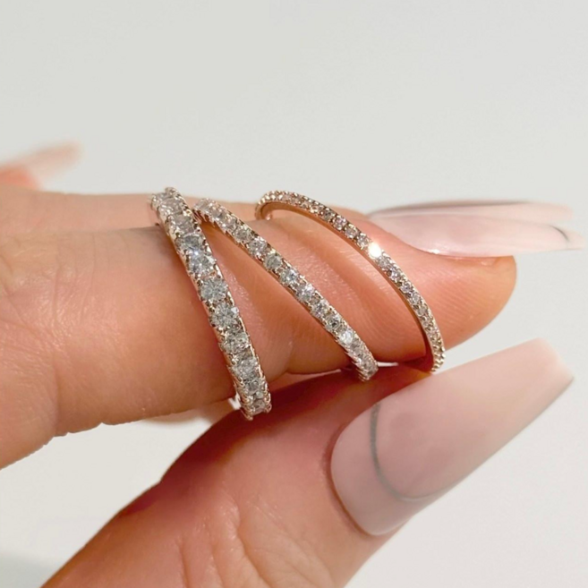 [골드ver] 슬림 큐빅 가드링 레이어드 링 반지 (1mm 2mm 2.5mm)
