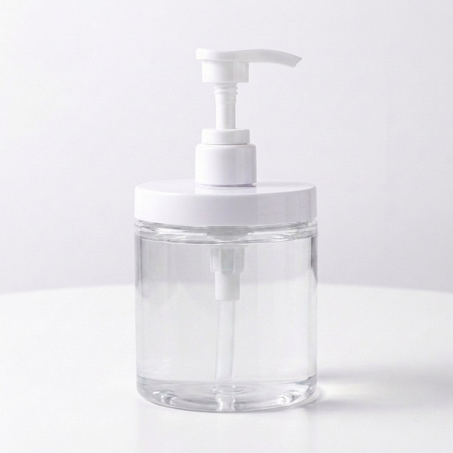 넓은입구 대용량 리필 디스펜서 펌프 공병 샴푸 바디워시 세제 주방 욕실용, 투명 500ml, 1개