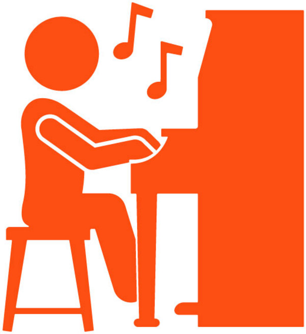 오피스왕국 피아노 음악 음표 그래픽 스티커 music20, 오렌지
