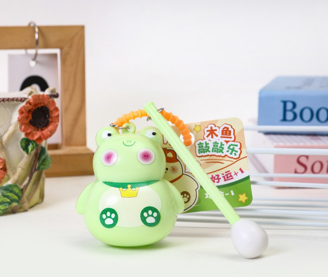 木魚敲敲樂掛飾鑰匙扣, 1個, 青蛙