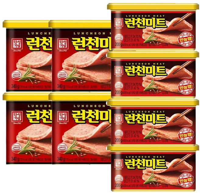 한성 런천미트 340g 4입+200g 4입, 1세트, 2.16kg