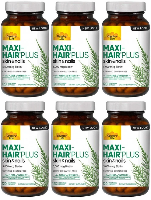 컨트리 라이프 맥시 헤어 플러스 비오틴 5000 mcg, 120정, 6개 - 쿠팡