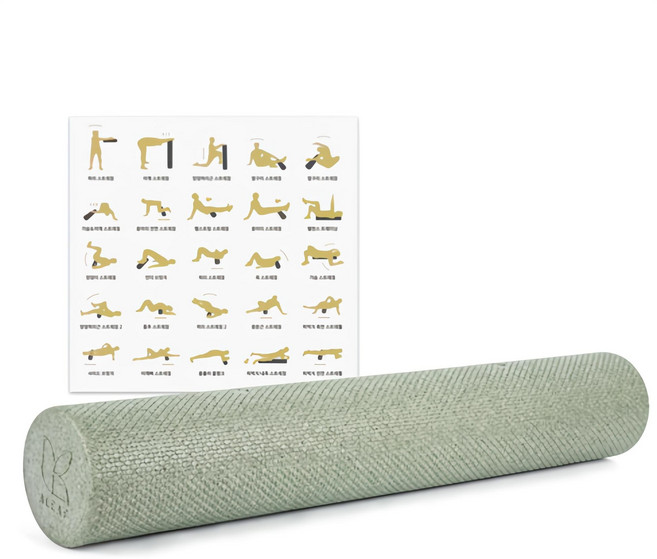 아리프 EPP 엠보 폼롤러 + 운동 가이드 포스터 세트, 올리브카키, 1개