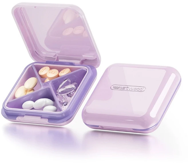 하스몰 프리미엄 고급형 휴대용 미니 알약 케이스, 2개, 퍼플 - 쿠팡