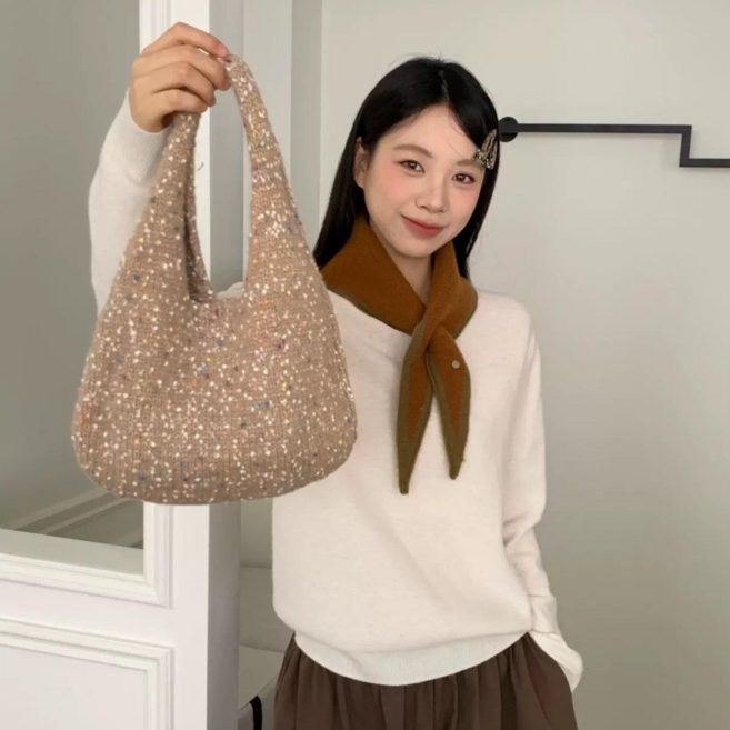 굿도우 여성 보카시 니트 토트백