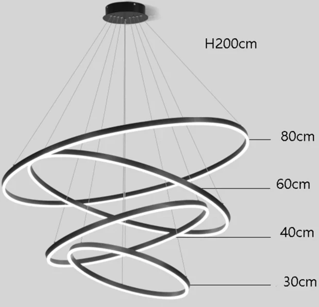 북유럽 홈 데코 계단 샹들리에 거실 식당 펜던트 조명 천장 실내, 02 4 rings, 01, 01  흰색