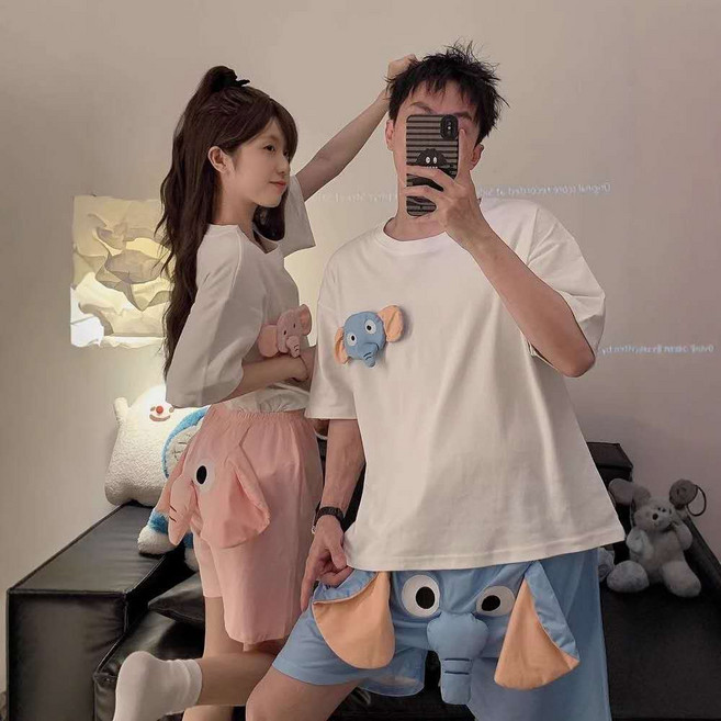 커플 코끼리 잠옷반바지 파자마 잠옷바지